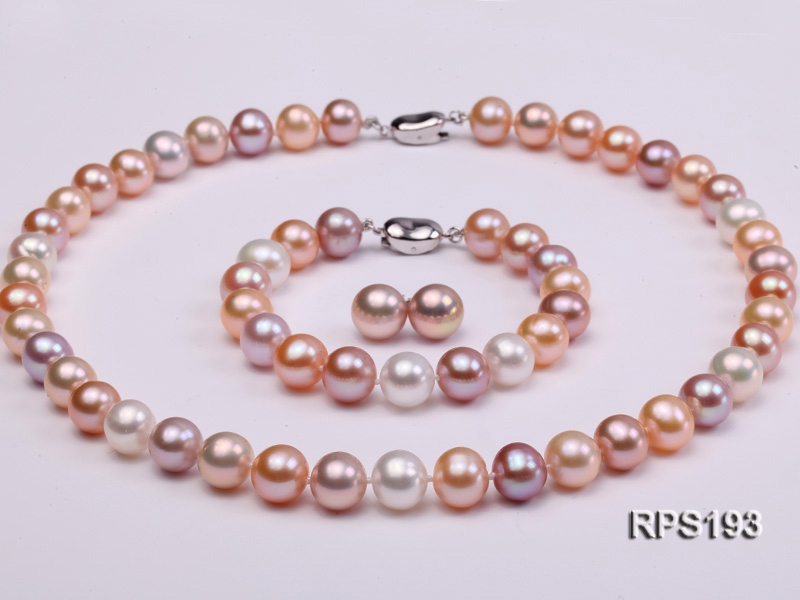 10-11mm AA round freshwater pearl necklace,bracelet and earring set