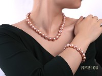 11-13mm PInk round Edison Pearl  necklace bracelet set