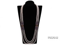 8-8.5mm AAA White Round Three-Row Freshwater Pearl Necklace