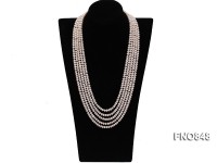 4x6mm AAA white flat five-row  freshwater pearl necklace