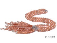 8-9mm AAA pink round two-row  freshwater pearl necklace