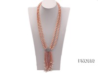 8-9mm AAA pink round two-row  freshwater pearl necklace