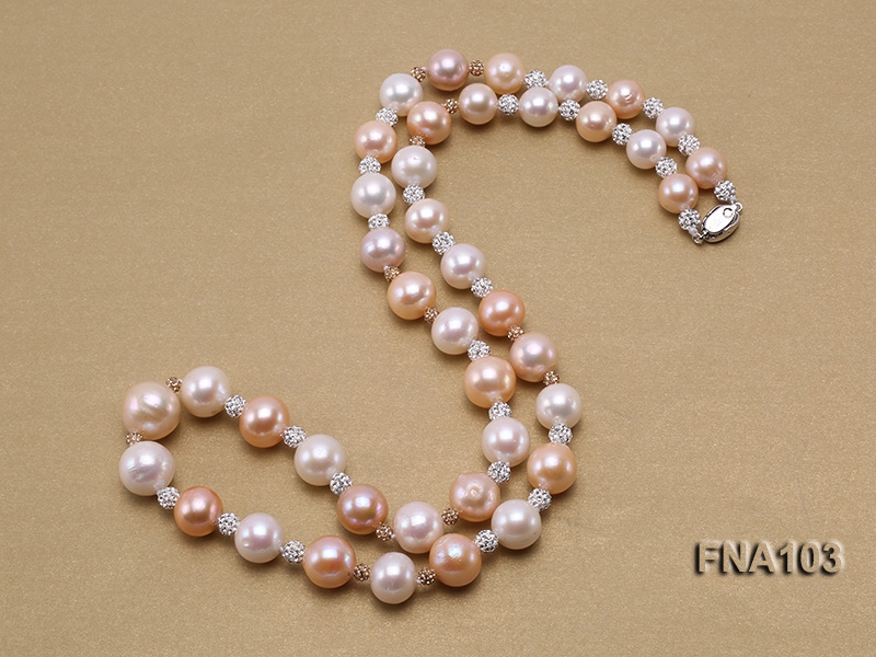 13-16mm Natural Multicolor Round Freshwater Pearl Necklace
