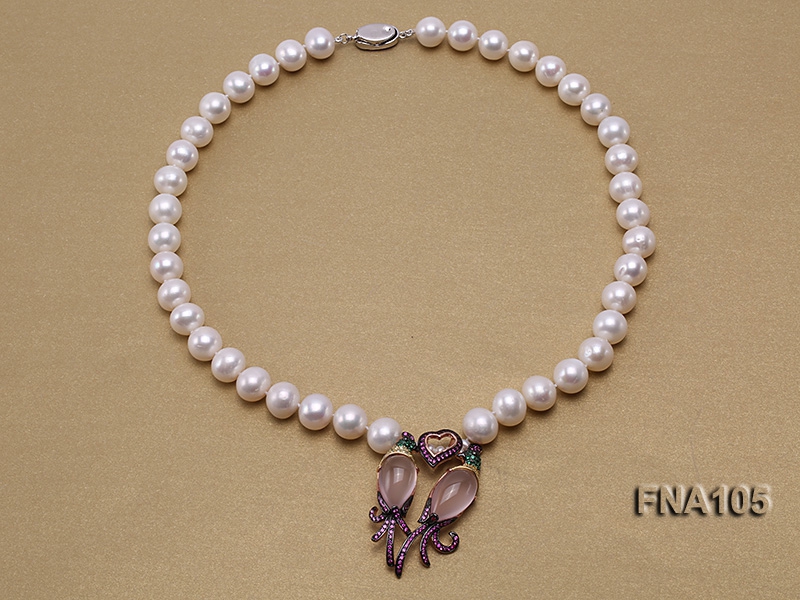 10.5-12mm Round White Freshwater Pearl Necklace