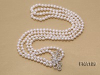 8-9mm Round White Freshwater Pearl Long Necklace