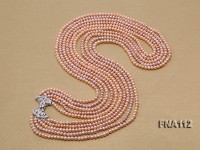 Five-Strand 4x5mm Natural pink Freshwater Pearl Necklace