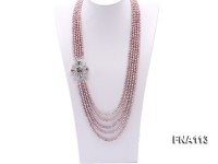 Five-Strand 4x5mm Natural Lavender Freshwater Pearl Necklace