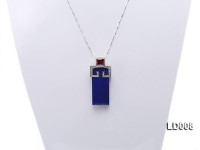 15x20mm Rectangular Lapis Lazuli Pendant with Sterling Silver Holder Dotted with Zircons
