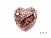 15x15mm Heart-shaped Rose Gold-plated Silver Accessories with Zircons