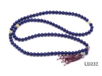 6mm Azure Blue Round Lapis Lazuli Beads Elasticated Bracelet with Garnet Beads