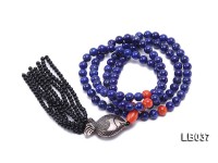 6mm Azure Blue Round Lapis Lazuli Beads Elasticated Bracelet with Coral and Agate