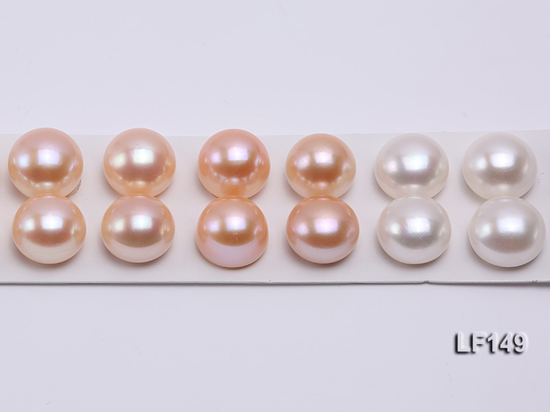 Super-size 14-14.5mm Natural White/Pink Flat Loose Pearl