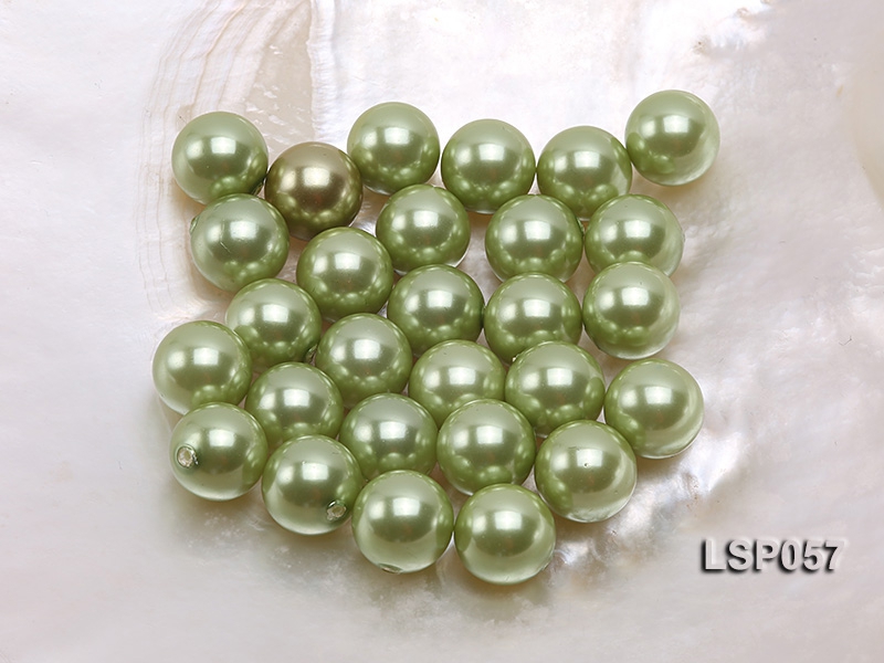 Wholesale 12mm Green Round Seashell Pearl Bead