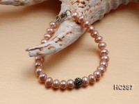6.5-7mm Flat Pink Cultured Freshwater Pearl Bracelet