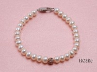 6.5-7mm Flat White Cultured Freshwater Pearl Bracelet