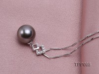 10.5mm Black Tahitian Pearl Pendant with 14k White Gold Bail Dotted with Diamonds