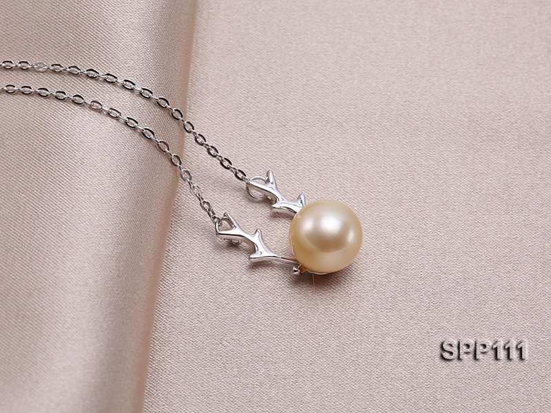 10mm Golden South Sea Pearl Pendant with silver chain