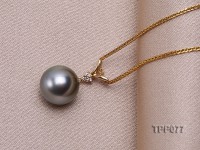 10.5mm Black Tahitian Pearl Pendant with 14k Gold Bail dotted with Diamonds