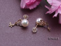 8mm AAA top quality akoya pearl earrings in 14K gold