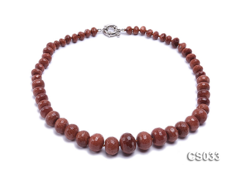 8-18mm Wheel-shaped Faceted Goldstone Beads Necklace