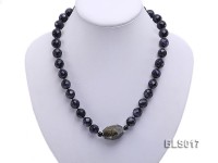 12mm Blue Round Faceted Sandstone Necklace