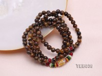 6.5mm Natural Tiger Eye Beads Elasticated Bracelet