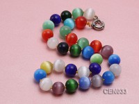 14mm Round Colorful Cat’s Eye Beads Necklace