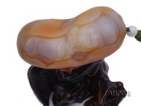86x47x46mm Exquisitely Carved Natural Agate Hand Piece in Buddha Shape