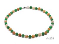 12mm Round Malay Jade and Yellow Jade Long Necklace