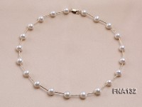 Selected 9-10mm White Freshwater Cultured Pearl Necklace With Sterling Silver Chain