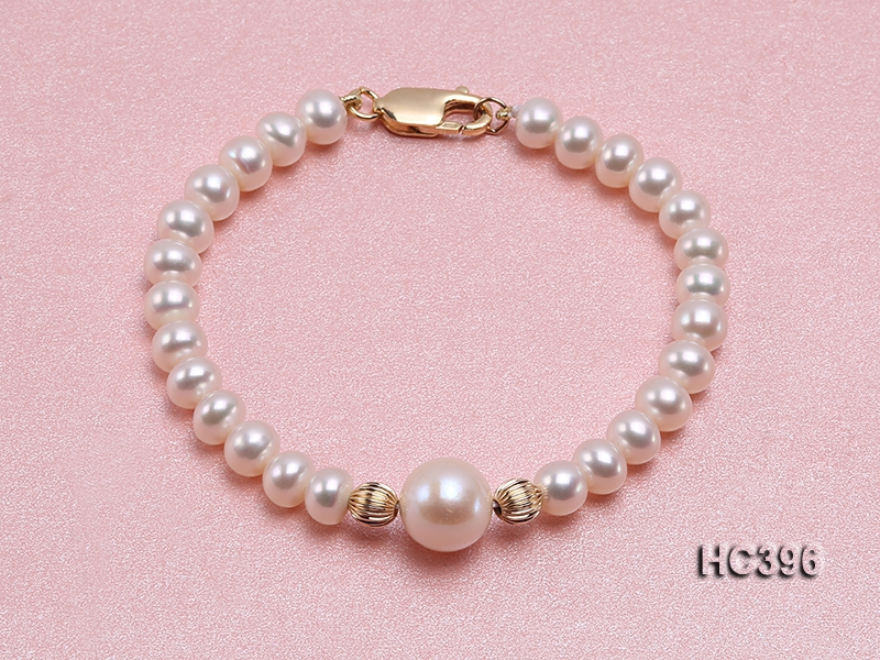 6-6.5mm Freshwater Pearl Bracelet with 14k Gold Accessories
