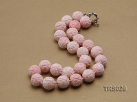 16mm Pink Round Carved Tridacna Beads Necklace