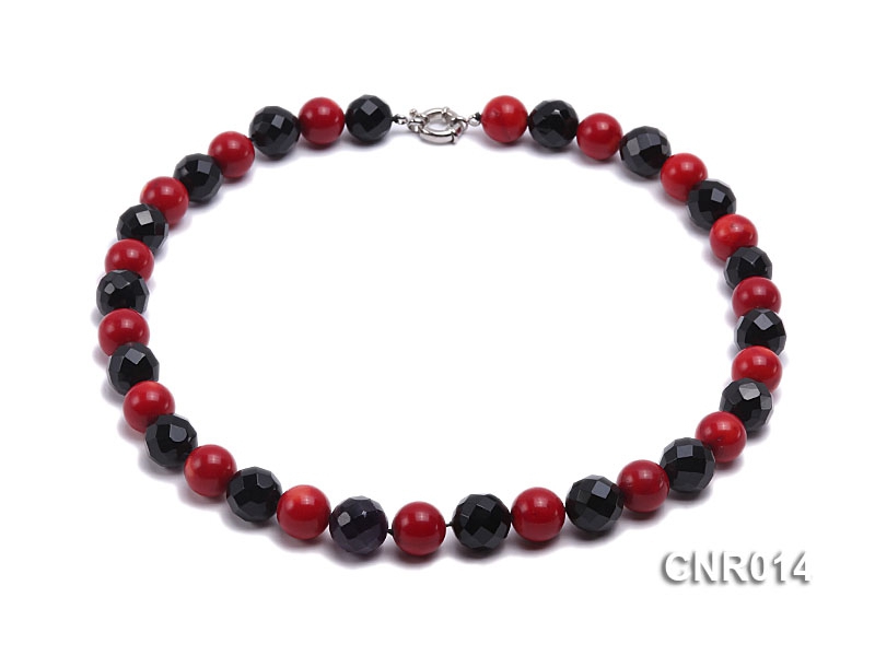 13mm Red Round Coral Necklace