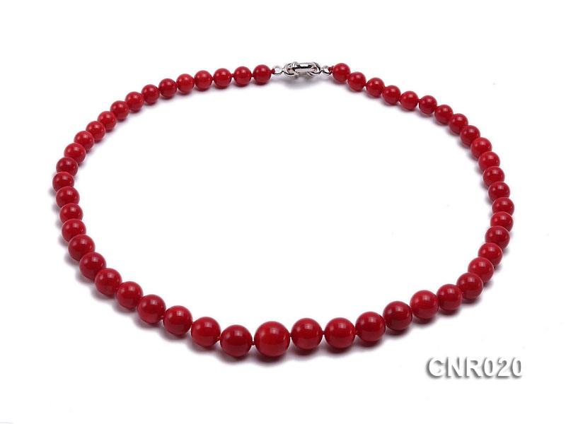 8-13mm Red Round Coral Necklace