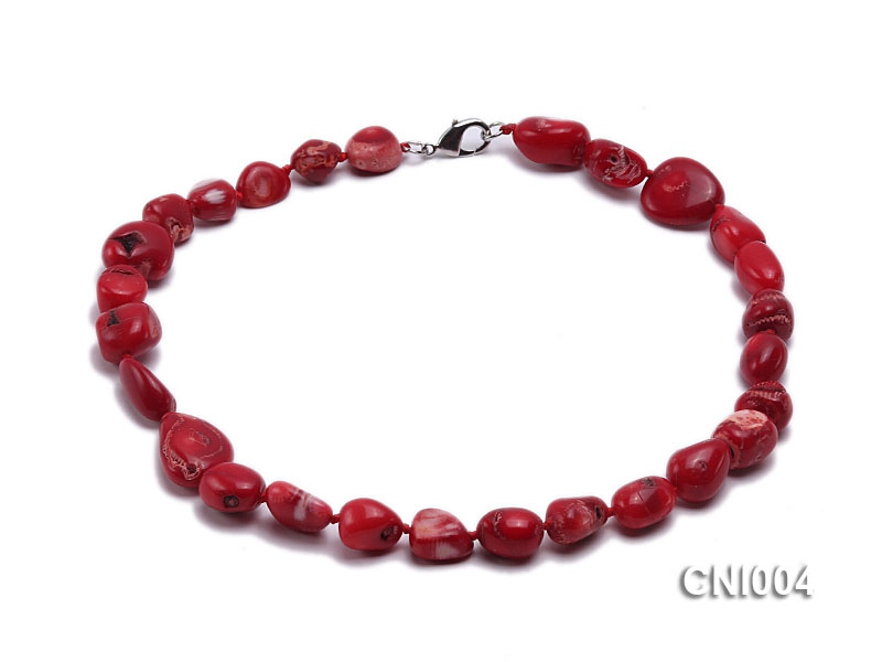 13x20mm Red Irregular Coral Necklace