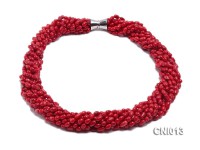 9x6mm Red Shuttle-Shaped Coral Necklace