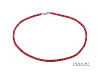 4mm Red Round Coral Necklace