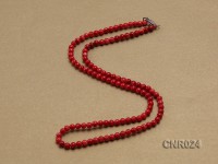 4mm Red Round Coral Necklace