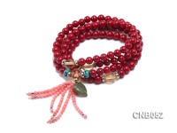 6mm Red Round Coral Beads Bracelet