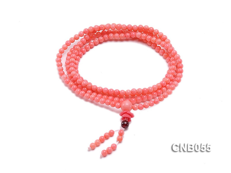 4mm Pink Round Beads Coral Bracelet