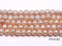 Wholesale 8X9mm Pink Near Round Freshwater Pearl String