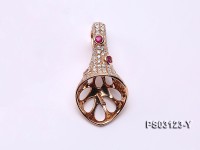 18k Yellow Gold Pendant Bail Dotted with Diamonds and Zircons