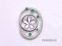 18k White Gold Pendant Bail Dotted with Diamonds and Tourmaline Beads