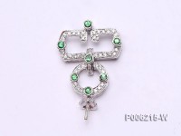 18k White Gold Pendant Bail Dotted with Diamonds and Zircons