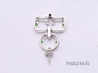 18k White Gold Pendant Bail Dotted with Diamonds and Zircons