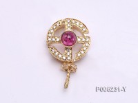 18k Yellow Gold Pendant Bail Dotted with Diamonds and Tourmaline