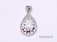 18k White Gold Pendant Bail Dotted with Diamonds and Emeralds