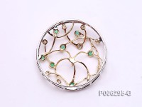 18k Yellow and White Gold Pendant Bail Dotted with Diamonds and Emeralds