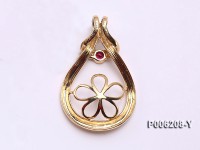 18k Yellow Gold Pendant Bail Dotted with Diamonds and Gem