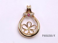 18k Yellow Gold Pendant Bail Dotted with Diamonds and Gem